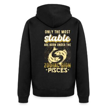 Sternzeichen Fische Astrologie Geschenk - Unisex Premium Bio Zip Hoodie - Schwarz - Hinten - Nico (187cm)