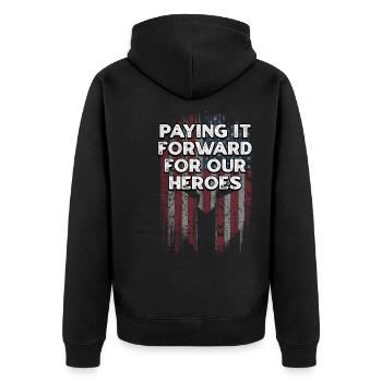Paying It Forward Stolze Amerikaner Zuversichtliche USA - Unisex Premium Bio Zip Hoodie - Schwarz - Hinten - Nico (187cm)