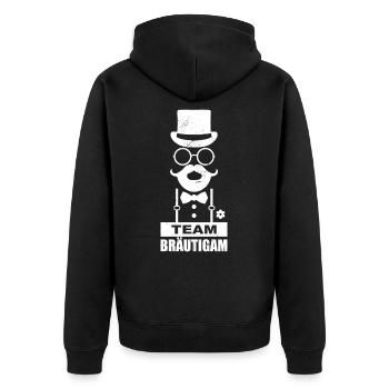 JGA Team Bräutigam Junggesellenabschied Kostüm - Unisex Premium Bio Zip Hoodie - Schwarz - Hinten - Nico (187cm)