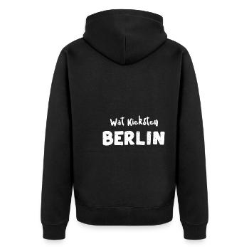Wat Kieksten Berlin - Berlin - Unisex Premium Bio Zip Hoodie - Schwarz - Hinten - Nico (187cm)