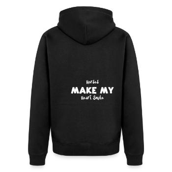 Horses Make My Heart Smile - Horse - Unisex Premium Bio Zip Hoodie - Schwarz - Hinten - Nico (187cm)