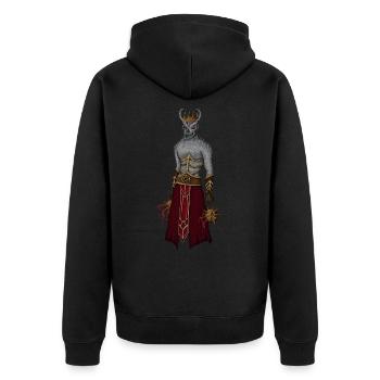 Der Dämonenfürst und seine Morgensterne - Unisex Premium Bio Zip Hoodie - Schwarz - Hinten - Nico (187cm)