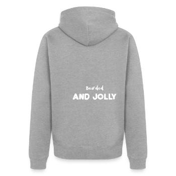 Bearded And Jolly - Beard - Unisex Premium Bio Zip Hoodie - Grau meliert - Hinten - Nico (187cm)