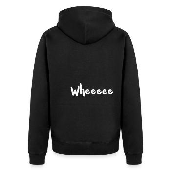 Wheeeee - Coral - Unisex Premium Bio Zip Hoodie - Schwarz - Hinten - Nico (187cm)