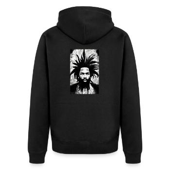 Rastafari - Unisex Premium Organic Zip Hoodie - black - Back - Nico (187cm)