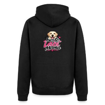 Beste Labi Mama Hundedesign - Unisex Premium Bio Zip Hoodie - Schwarz - Hinten - Nico (187cm)