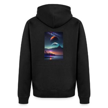 Paysage de New York avec pleine lune futuriste 1 - Veste à capuche bio Premium Unisexe - noir - Dos - Nico (187cm)