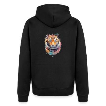 Wunderschöner Löwe - Unisex Premium Bio Zip Hoodie - Schwarz - Hinten - Nico (187cm)