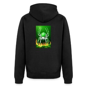White Animals Green Spider - Unisex Premium Bio Zip Hoodie - Schwarz - Hinten - Nico (187cm)
