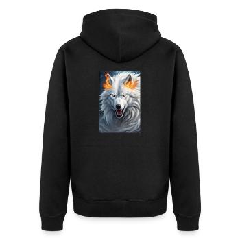 White Animal Wolf - Unisex Premium Bio Zip Hoodie - Schwarz - Hinten - Nico (187cm)