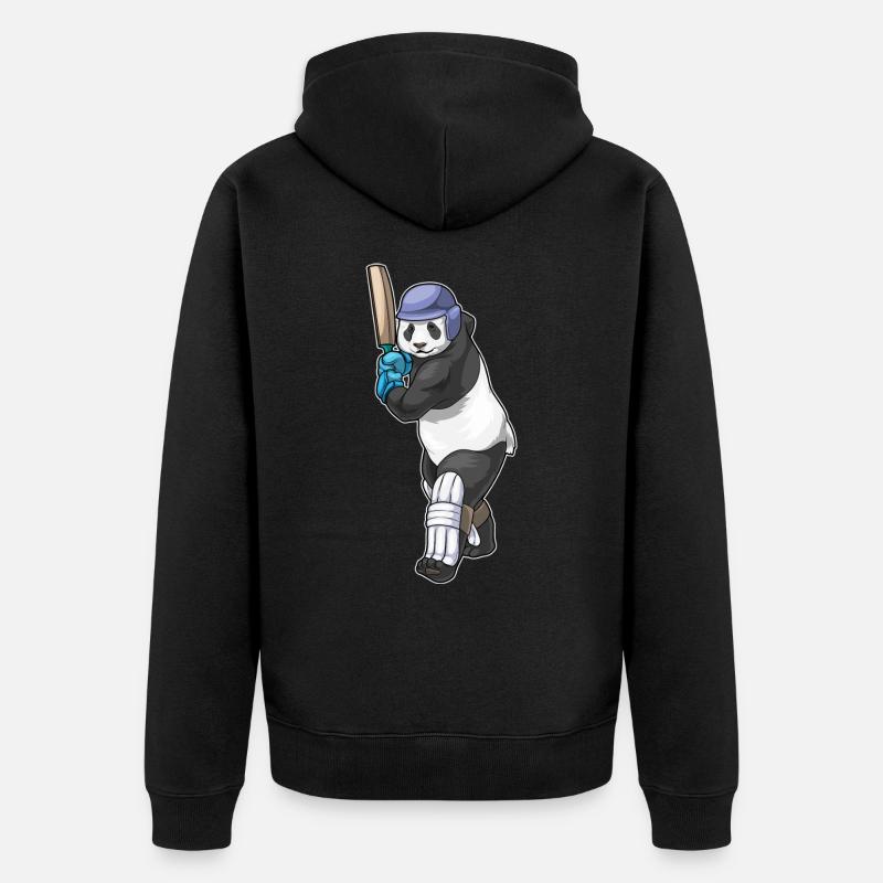 Panda Cricket Battes de cricket - Veste à capuche bio Premium Unisexe - noir