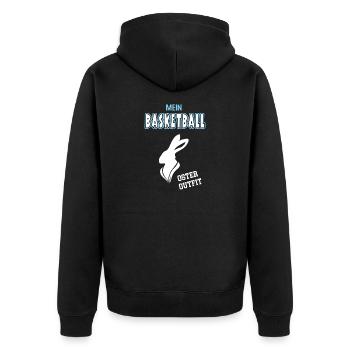 Basketball Frohe Ostern Ostergeschenk Basketballer - Unisex Premium Bio Zip Hoodie - Schwarz - Hinten - Nico (187cm)