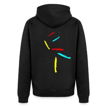 Messer icon - Unisex Premium Bio Zip Hoodie - Schwarz - Hinten - Nico (187cm)