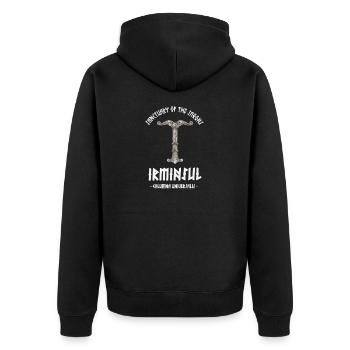 Irminsul - Säule der Welt - Unisex Premium Bio Zip Hoodie - Schwarz - Hinten - Nico (187cm)