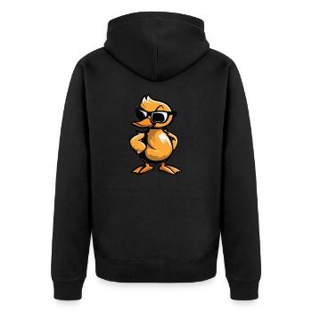 Ente Cool Comic - Unisex Premium Bio Zip Hoodie - Schwarz - Hinten - Nico (187cm)