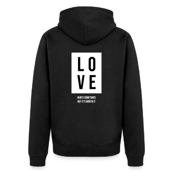 L’amour blesse le don - Veste à capuche bio Premium Unisexe - noir - Dos - Nico (187cm)