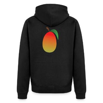 Mango Frucht Orange Obst Fruit - Unisex Premium Bio Zip Hoodie - Schwarz - Hinten - Nico (187cm)