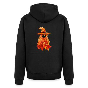 Gespenstische Hexe im herbstlichen Halloween - Unisex Premium Bio Zip Hoodie - Schwarz - Hinten - Nico (187cm)