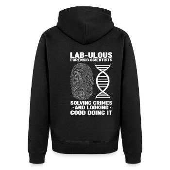 Forensischer Wissenschaftler und Kriminallabor - Unisex Premium Bio Zip Hoodie - Schwarz - Hinten - Nico (187cm)