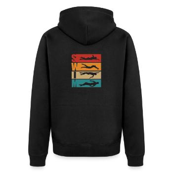 Schwimmer Wassersport - Unisex Premium Bio Zip Hoodie - Schwarz - Hinten - Nico (187cm)