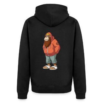Streetart Orang-Utan Urban Rap Street Affe - Unisex Premium Bio Zip Hoodie - Schwarz - Hinten - Nico (187cm)