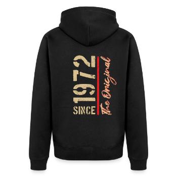 1972 The Original - Jahreszahl, Geburtsjahr - Unisex Premium Bio Zip Hoodie - Schwarz - Hinten - Nico (187cm)