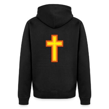 Heiliges Kreuz Jesus Christus Himmel Sohn Gottes - Unisex Premium Bio Zip Hoodie - Schwarz - Hinten - Nico (187cm)