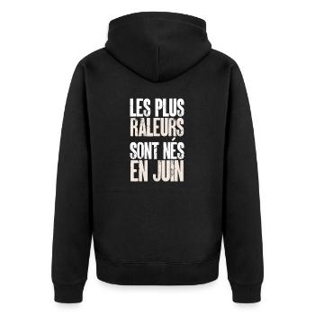 anniversaire homme juin humour - Veste à capuche bio Premium Unisexe - noir - Dos - Nico (187cm)