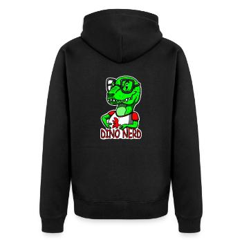 Dino Nerd Dinosaurier T-rex - Unisex Premium Bio Zip Hoodie - Schwarz - Hinten - Nico (187cm)