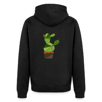 Kaktus geometrisch - Unisex Premium Bio Zip Hoodie - Schwarz - Hinten - Nico (187cm)