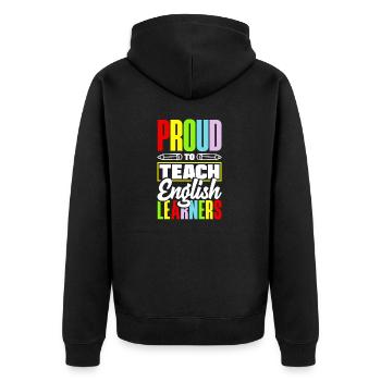 ESL Teacher Linguist Multilingual Teaching Proud - Unisex Premium Organic Zip Hoodie - black - Back - Nico (187cm)