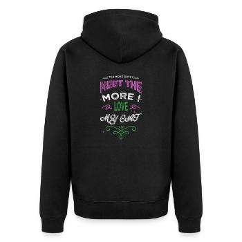 kitty avogato joke sayings cat flag tshirts - Unisex Premium Bio Zip Hoodie - Schwarz - Hinten - Nico (187cm)