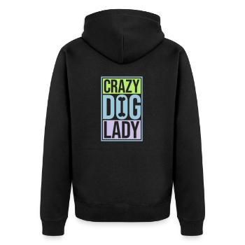 crazy dog lady Zitat - Unisex Premium Bio Zip Hoodie - Schwarz - Hinten - Nico (187cm)