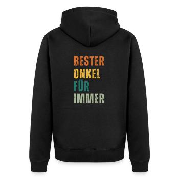 Witziges Onkel T-Shirt Designs als Geschenkidee - Unisex Premium Bio Zip Hoodie - Schwarz - Hinten - Nico (187cm)