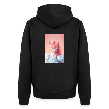 adorable sleeping baby unicorn on a cloud - Unisex Premium Organic Zip Hoodie - black - Back - Nico (187cm)