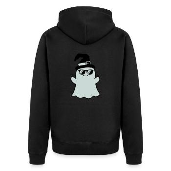 ghost cool - Unisex Premium Bio Zip Hoodie - Schwarz - Hinten - Nico (187cm)