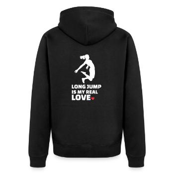 I love long jump - Unisex Premium Organic Zip Hoodie - black - Back - Nico (187cm)