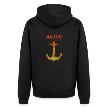Moin - Unisex Premium Bio Zip Hoodie - Schwarz - Hinten - Nico (187cm)
