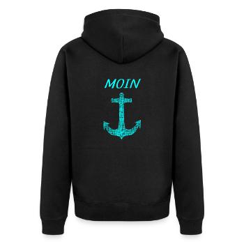 Moin - Unisex Premium Bio Zip Hoodie - Schwarz - Hinten - Nico (187cm)