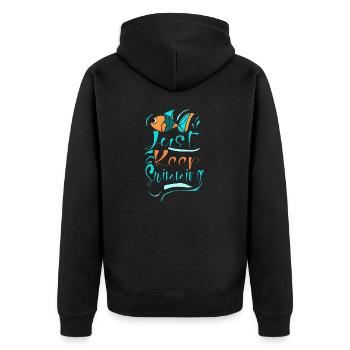WALE SCHWIMMEN EINFACH WEITER - Unisex Premium Bio Zip Hoodie - Schwarz - Hinten - Nico (187cm)