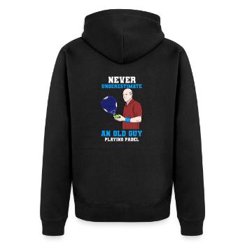 Padel Paddle Racket Tennis Sport I Gift - Unisex Premium Organic Zip Hoodie - black - Back - Nico (187cm)