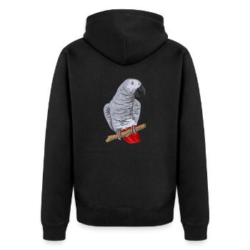 Graupapagei African Grey Parrot Papagei - Unisex Premium Bio Zip Hoodie - Schwarz - Hinten - Nico (187cm)