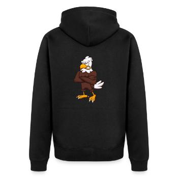 Wütender Adler Charakter - Unisex Premium Bio Zip Hoodie - Schwarz - Hinten - Nico (187cm)