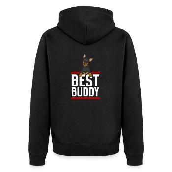 Miniature Pinscher Rehpinscher Min Pin Dog - Unisex Premium Organic Zip Hoodie - black - Back - Nico (187cm)