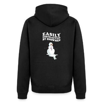 Easily Distracted By Snowmen Schneemann Winter - Unisex Premium Organic Zip Hoodie - black - Back - Nico (187cm)