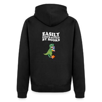 Facilement distrait par les livres Dino Dinosaur - Veste à capuche bio Premium Unisexe - noir - Dos - Nico (187cm)