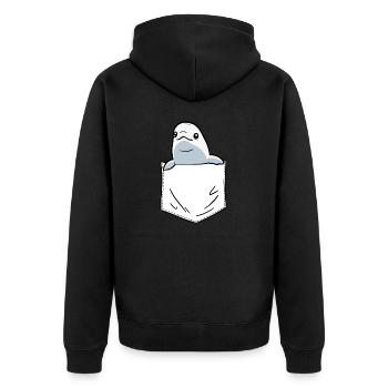 Weißwal Beluga Wal - Unisex Premium Bio Zip Hoodie - Schwarz - Hinten - Nico (187cm)