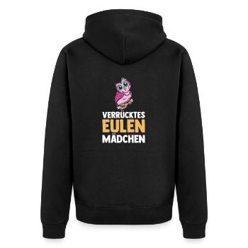 Eulen - Unisex Premium Bio Zip Hoodie - Schwarz - Hinten - Nico (187cm)