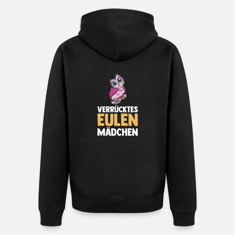 Eulen - Unisex Premium Bio Zip Hoodie - Schwarz