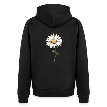 Gänseblümchen - Er liebt mich! - Unisex Premium Bio Zip Hoodie - Schwarz - Hinten - Nico (187cm)